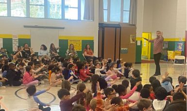  David Harrell Performing for the School Street students. 